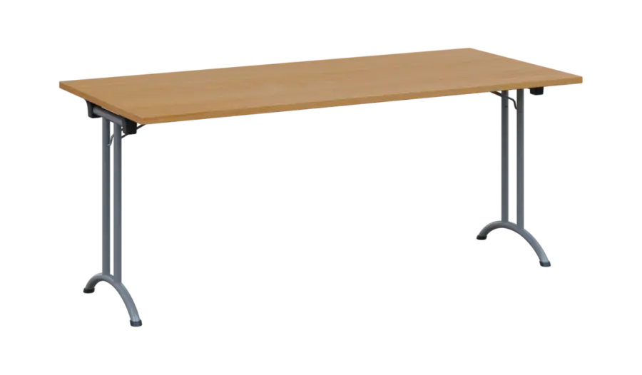 SLA 180 lak skládací jednací stůl 1800x800, deska 25 mm, podnož stříbrný lak, deska buk royal